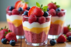 Fruchtige Desserts im Glas