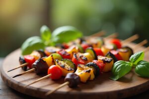 Vegane Grillspieße: Buntes Gemüse